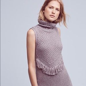 Anthropologie fringe turtleneck tunic sweater